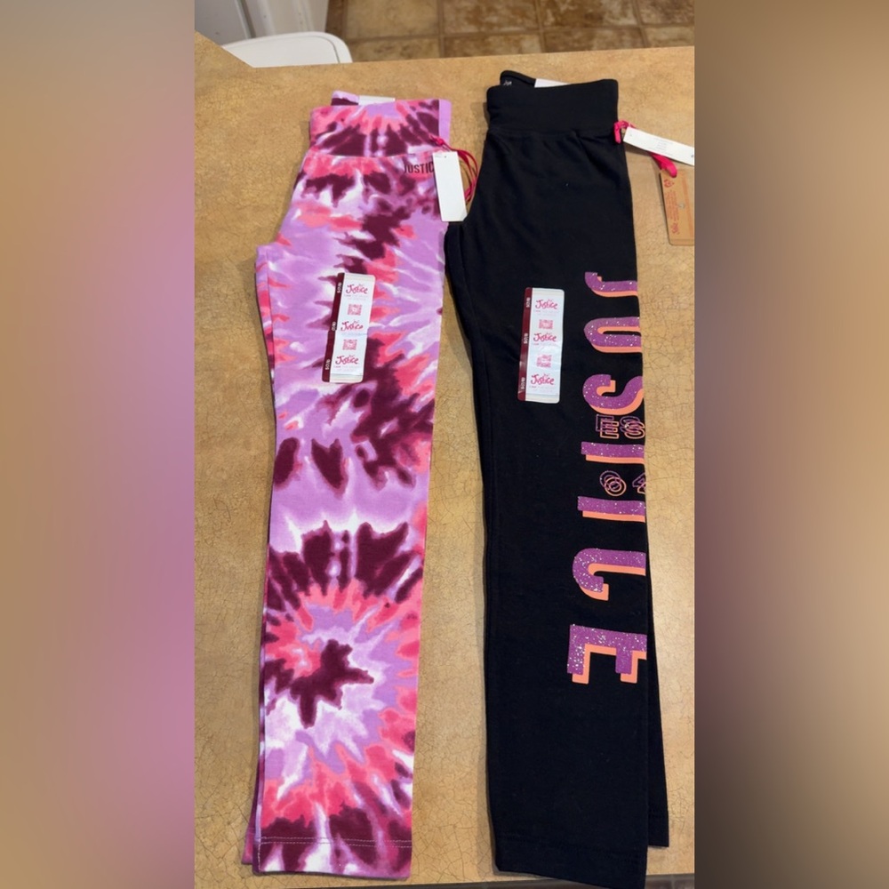 Justice Kids Purple Tie-Dye and Black Leggings